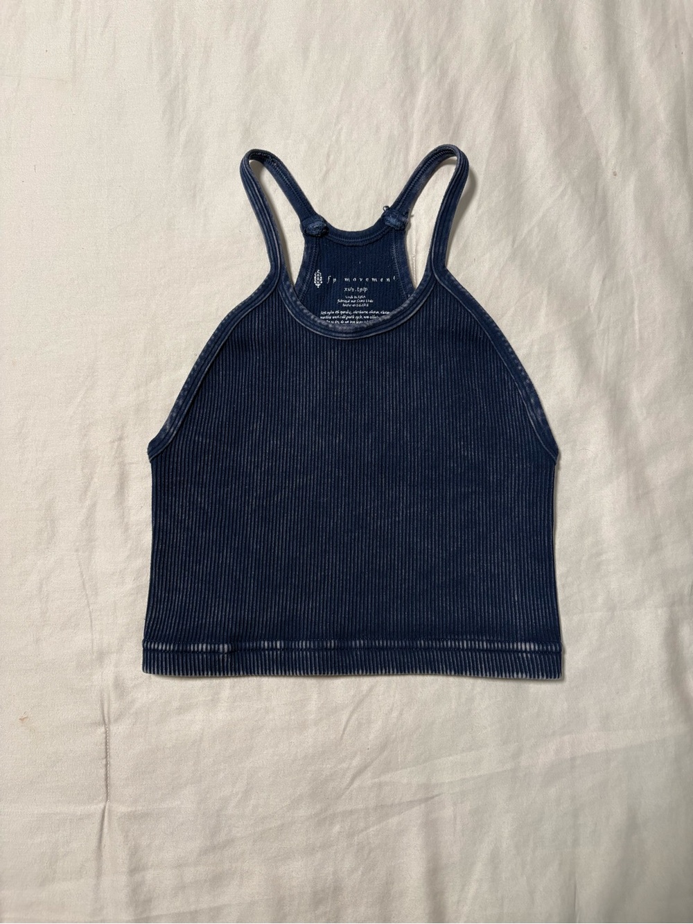 Free People Navy Ribbed Racerback Crop Top